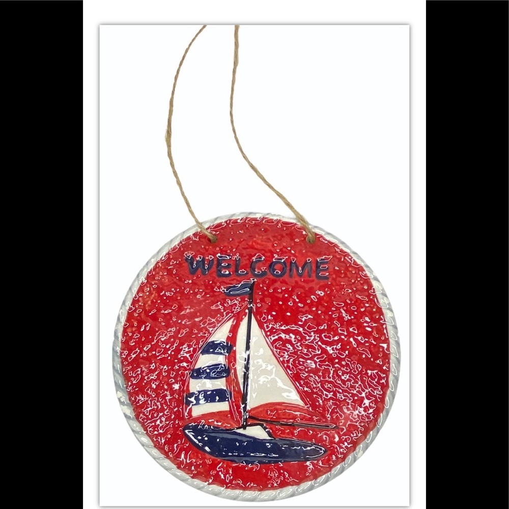 Nantucket Home Nautical Ship Round Plate Hanging